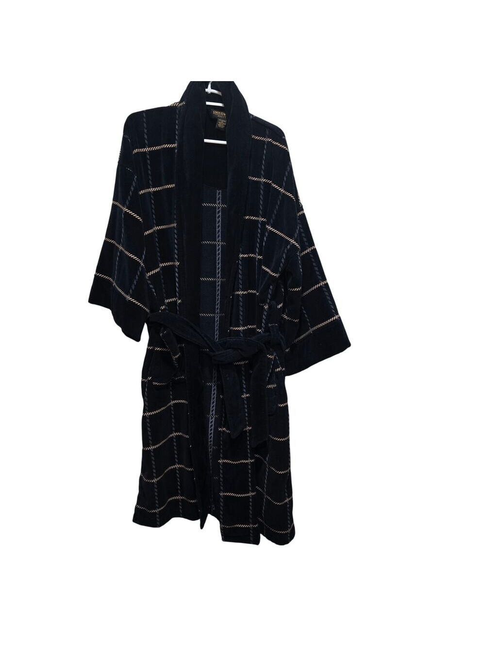 State O Maine Navy Cotton Corduroy Belted Robe One Size Shawl Collar